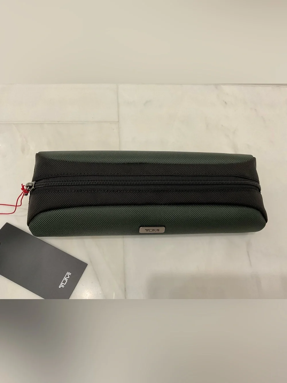 NEW - TUMI Zippered Ballistic Nylon Pencil Case - Cord Pouch - SPRUCE GREEN